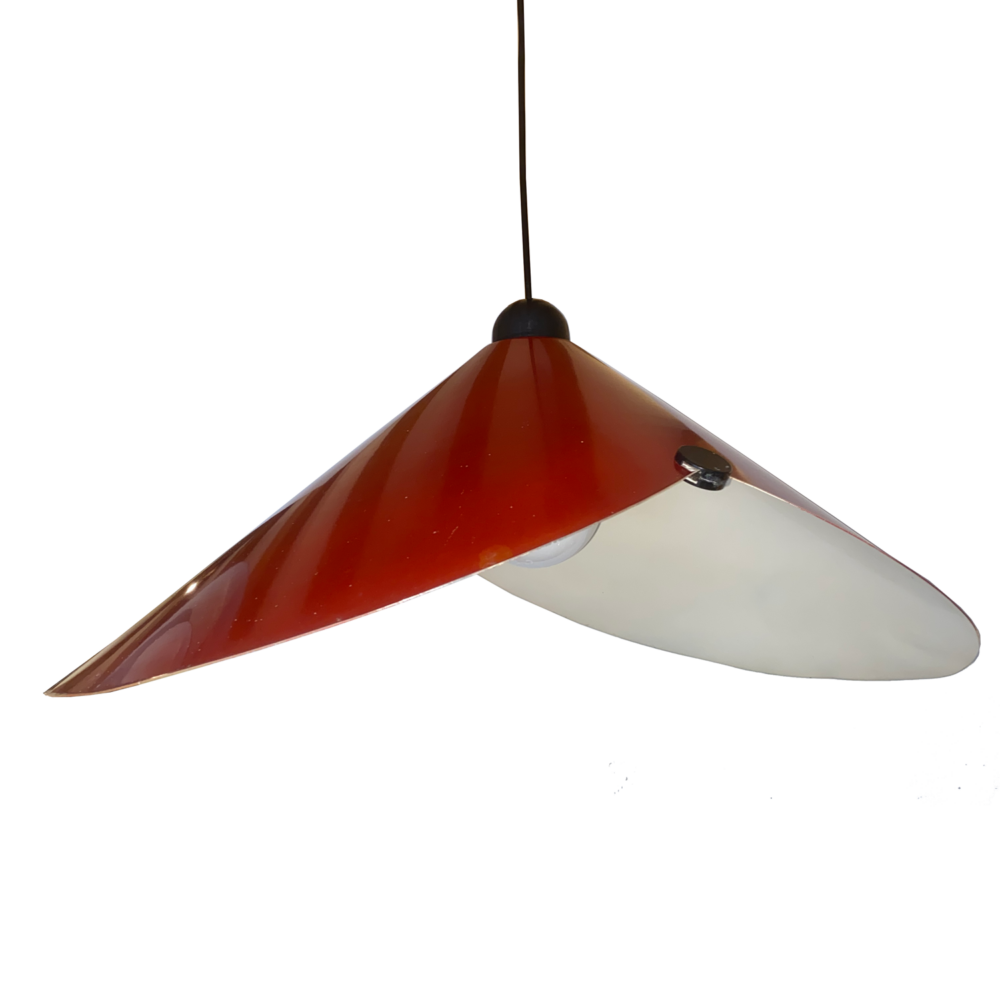 Stilnovo Ceiling light in pressed metal in brick red color 1970